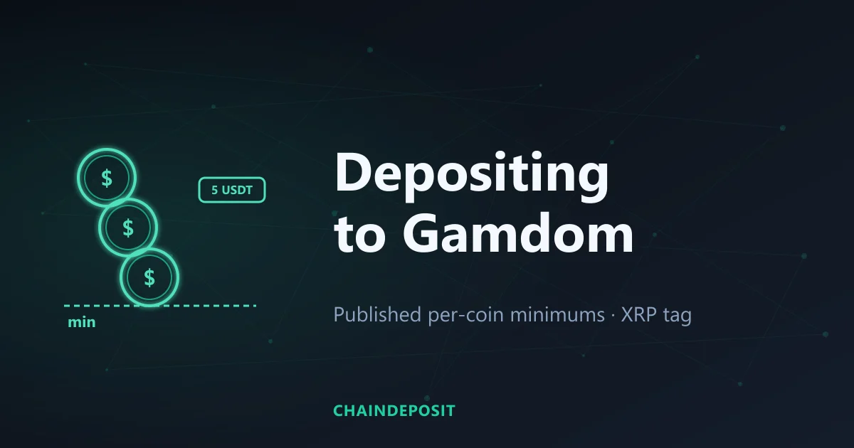 Gamdom crypto deposit coins above a per-coin minimum threshold line