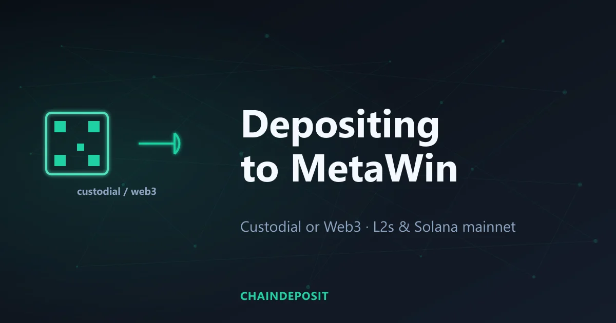 MetaWin crypto deposit shown as a custodial QR address and a Web3 wallet connector
