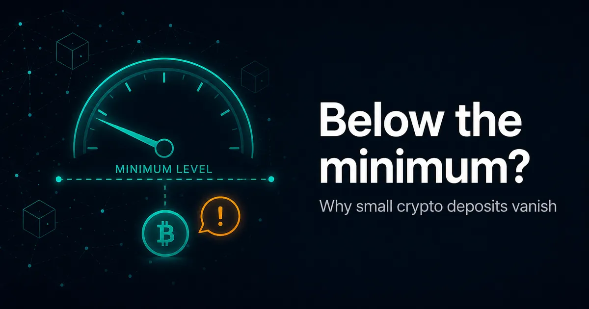 A small coin falling below a minimum-deposit threshold gauge
