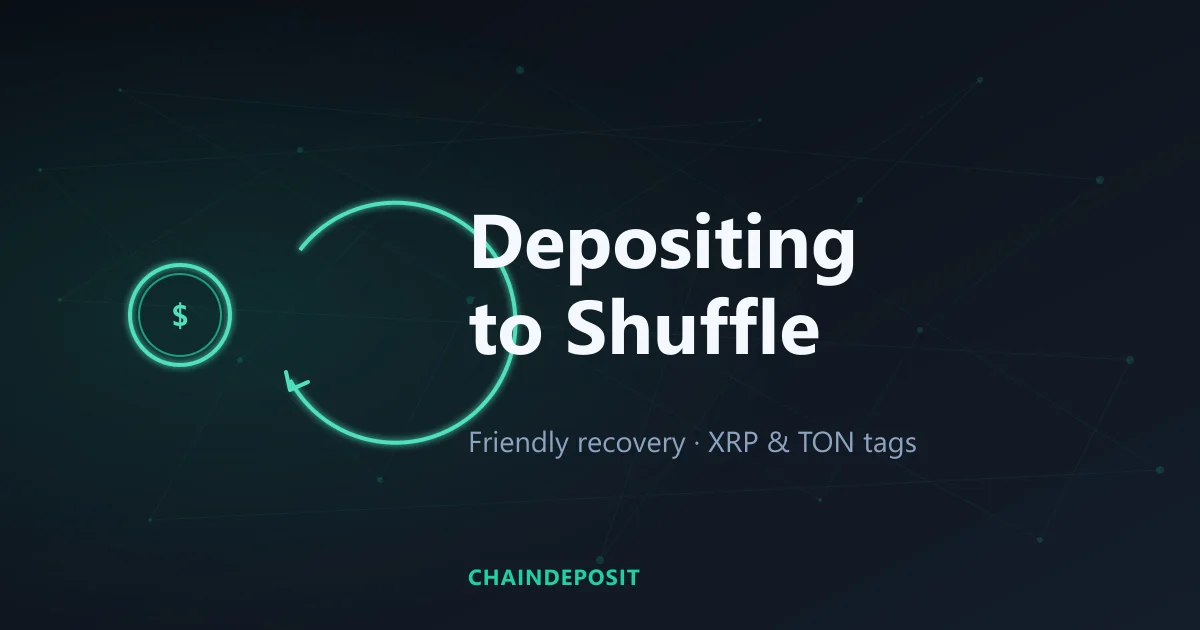 Shuffle crypto deposit with a recovery return arrow